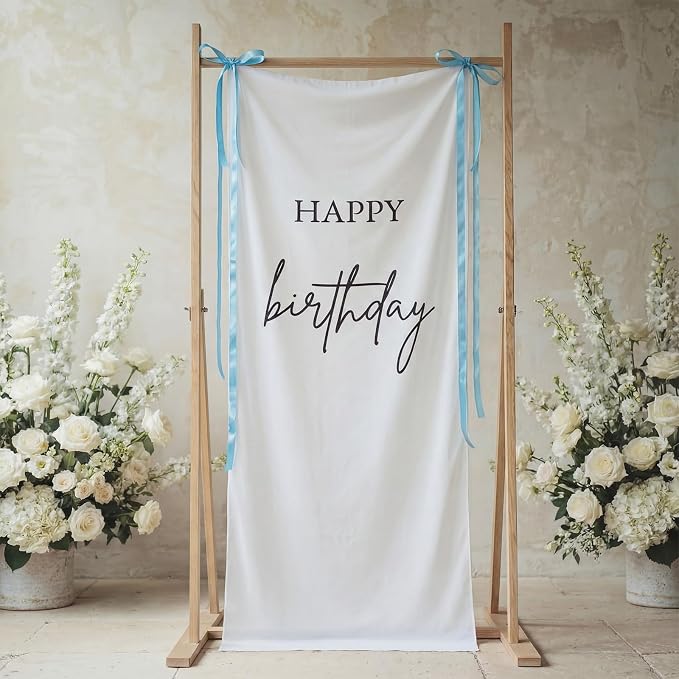 Tingjoo 27 × 78 Inch Happy Birthday Fabric Banner Long Birthday Party by Tingjoo
