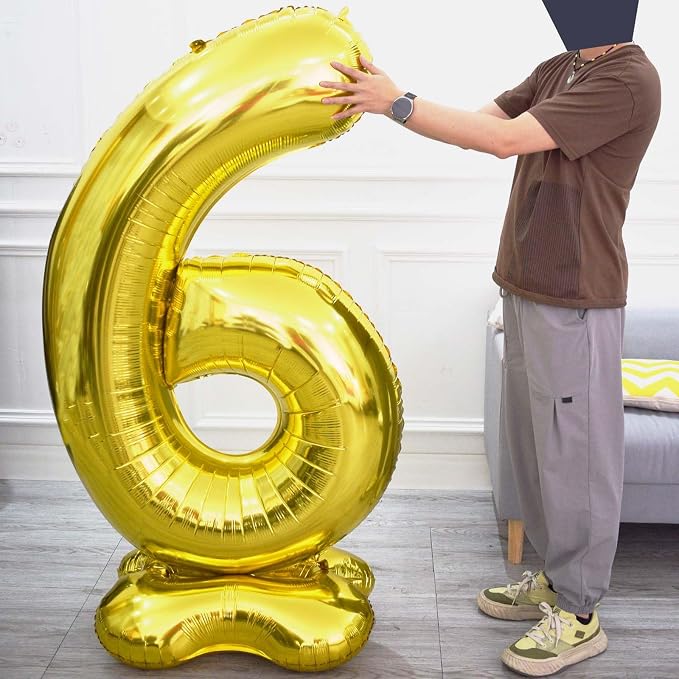 65 Inch Giant Silver Foil Number Balloon, Old Children's Birthday Party Helium - Image 3