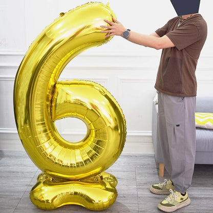65 Inch Giant Silver Foil Number Balloon, Old Children's Birthday Party Helium - Image 3