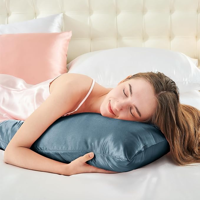 BEDELITE Satin Body Pillow Cover, Super Soft and Cooling Body Pillow Pillowcase for Hair and Skin, Breathable Silky Full Long Pillowcase Cover(20"x54", Bluesteel)