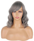 Short Gray Wavy Wigs For Black Women With Bangs - Synthetic Silver Grey Wavy Wigs For Daily Use