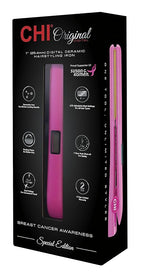 CHI Original Digital Ceramic Hair Straightener 1", Hairstyling Iron, Breast Cancer Awareness & Susan G. Komen Special Edition, Pink