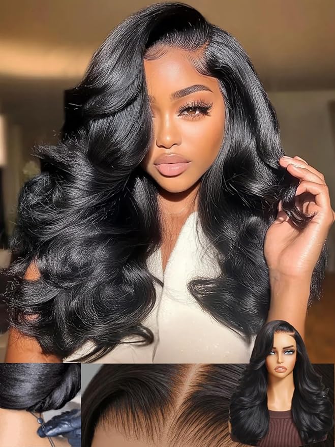 KLAIYI Bye Bye Slip™ Loose Body Wave Wig Layer Side Part 200% Density 7X5 Pre Cut Lace Front Wigs Human Hair Drawstring Glueless 30S Ready to Wear and Go Beginner Wig Pre Plucked Bleached Knots 18Inch