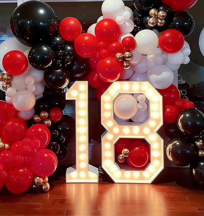 Red and Black Latex Balloons, Casino Party, Race Car Party, Graduation - Image 3