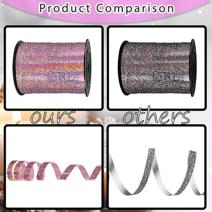 500 Yards Pink Laser Curling Ribbon, 1/5" Holographic Curly Ribbons, Curling - Image 4