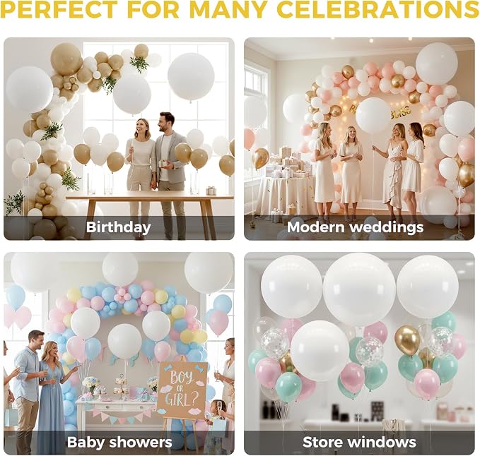 LovesTown 18 Inch White Large Balloons, Wedding Baby Shower Anniversary - Image 5