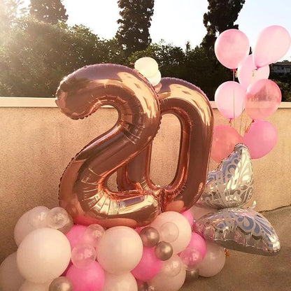Rose Gold 20 Number Balloons, 40 Inch Big Giant Jumbo 20 Balloon Numbers Rose - Image 2