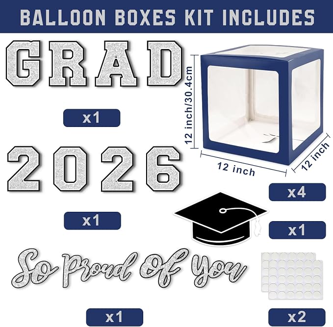 Navy Blue and Silver Graduation Decorations 2026 - Image 2