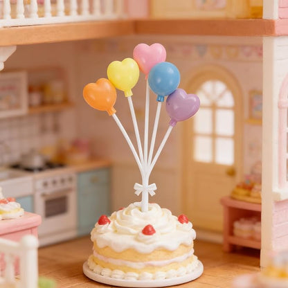 Miniature Dollhouse Balloon Decorations 8Pcs Round and Heart-Shaped Balloons - Image 4