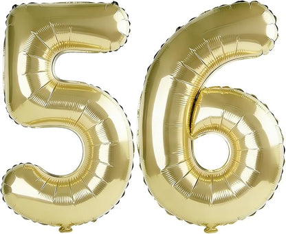40 Inch Number 56 Balloons for 56th Birthday Party Decorations, 0-100 Champagne by FOBELEC
