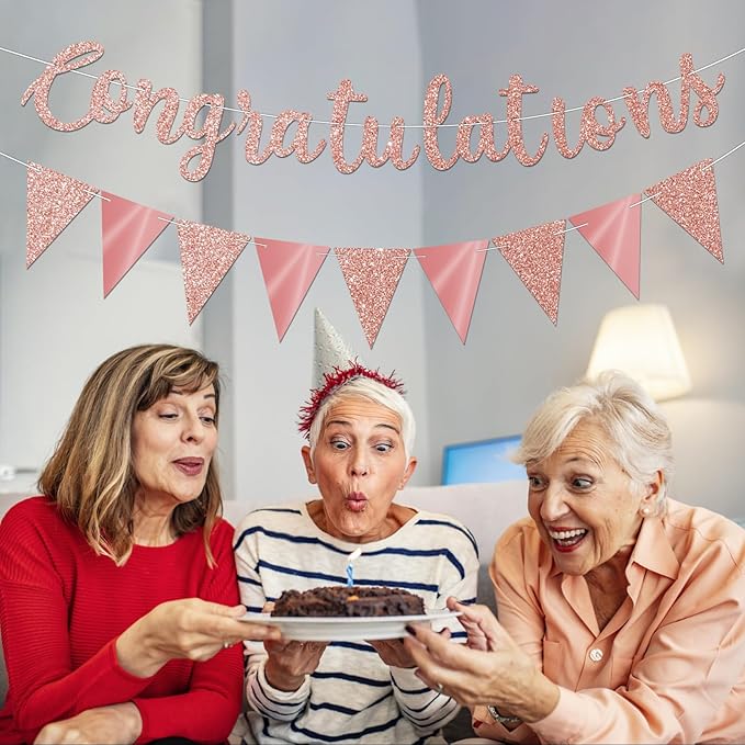 Glitter Rose Gold Congratulations Banner - Image 6