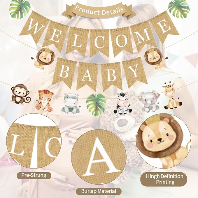Weecent Pre-Strung 6ft Burlap Welcome Baby Banner - Image 4