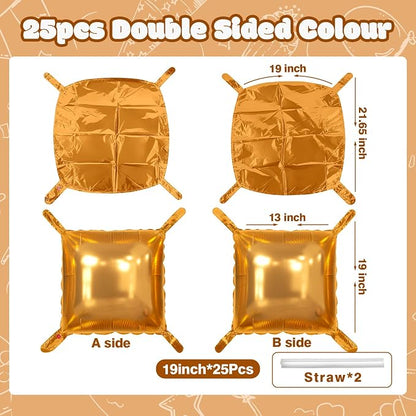 NISOCY 25PCS Brown Square Foil Balloons Wall Backdrop Tunnel Arch Kit | Balloons - Image 2