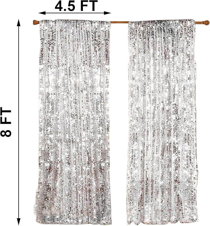 HH 9x8FT Big Shimmer Sequin Fabric Curtains, Photography Backdrop Panels - Image 2