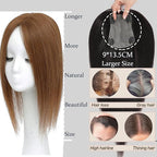 Hair Toppers for Women Real Human Hair, 360° 3D Human with Thinning Upgrade Middle Part Clip in Bangs Topper Hair Pieces for Women Daily (Light Brown, 16 Inch-3D-Side)