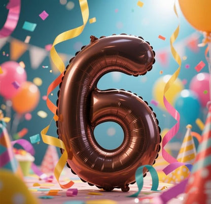 6 Balloon 40 inch Brown Number Balloons - Image 2