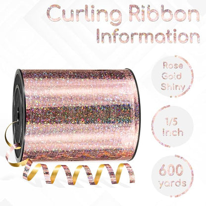 600 Yards Rose Gold Shiny Curling Ribbon 1/5 Inch Rose Gold Balloon String - Image 2