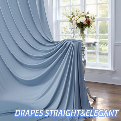 50ft×12ft Wrinkle Free Dusty Blue Backdrop Curtain - Image 6