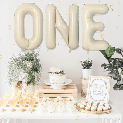 Biapian 40 Inch One Letter Balloons, Big Cream ONE Foil Balloons - Image 5