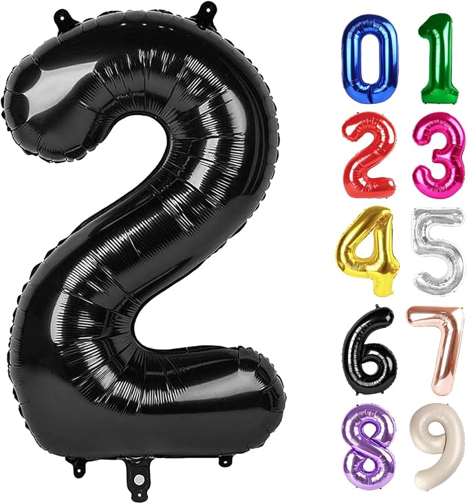 2 Balloon - Black Birthday Number Balloons, 40 Inch Decorations Men Women | by ALPHADELTAPI