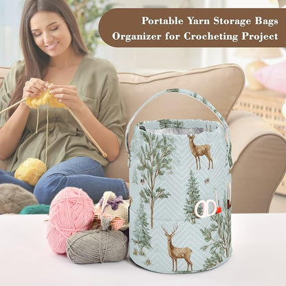 Yarn Bag Crochet Bag Drawstring Yarn Storage Organizer Small Knitting Project - Image 4