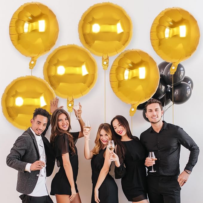 20 Pcs Gold Round Shaped Balloons, 18 Inch Round Foil Balloon, Giant Round - Image 7