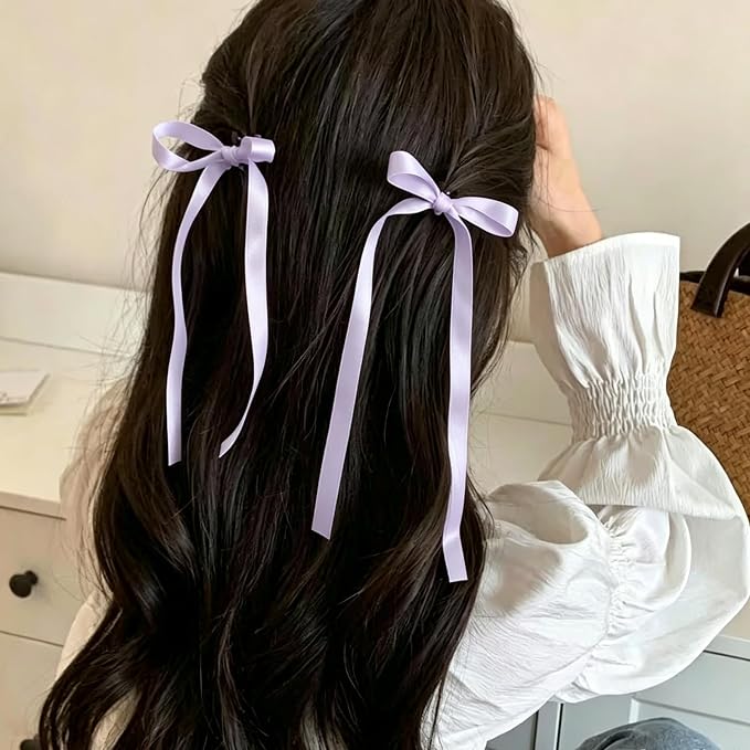 NEBURORA 50 Pcs Purple Bows for Cake Decoration Party Ribbon Bowknots | Pastel - Image 4