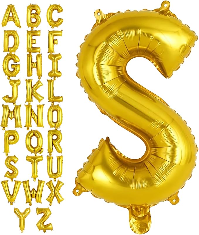 Gold Letter S Balloons, 40 Inch Large Foil Letter Balloons, Custom Phrase by YOTHORN