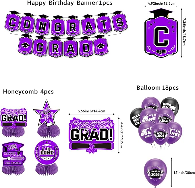Graduation Decorations 2026 Purple Themed Set - Image 5