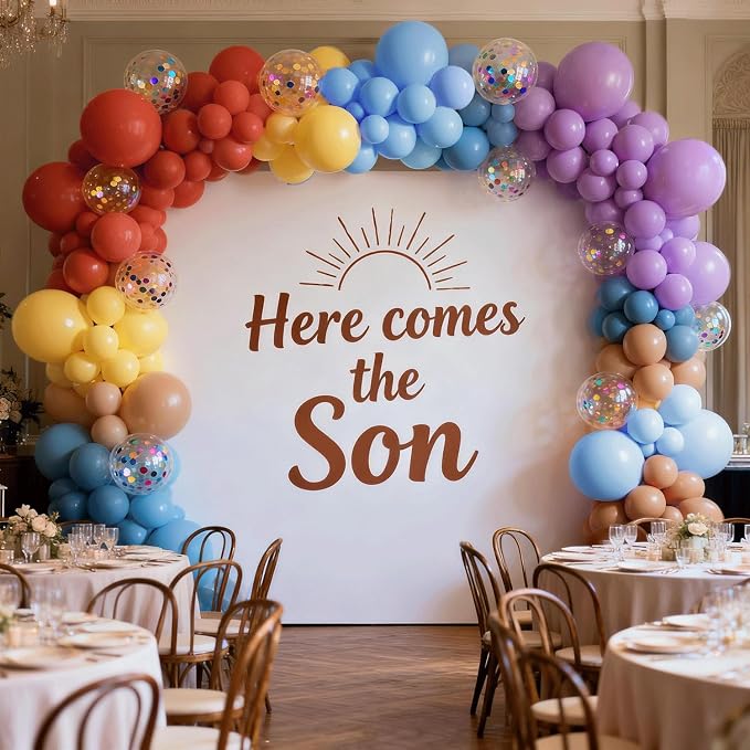 Boho Rainbow Balloon Arch Kit, Retro Blue - Image 7