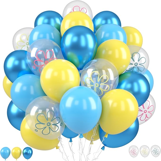 Blue and Yellow Balloons, for Birthday Theme Party Decorations by FEYG