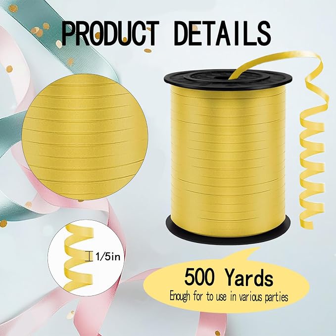 Gold Curling Ribbon, 500 Yards Ribbons - Image 2
