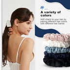 1 Piece Silk Bow Scrunchies for Hair-100% Pure Mulberry 22 Momme Silk Hair Tie, Elastic Ponytail Holder, Elegant Soft Bow Hair Ties Band for Women Hair Care, Multiple Colours (WHITE)