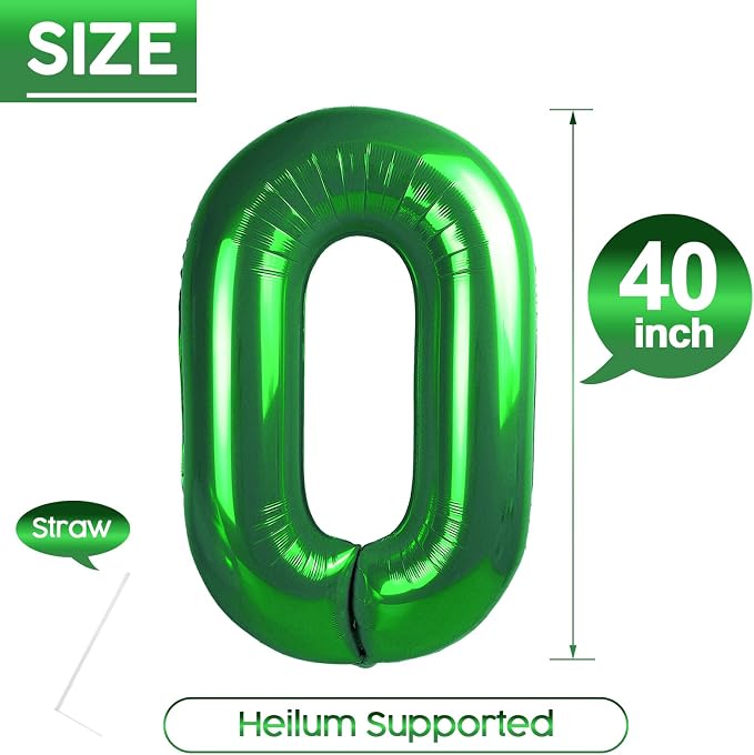 0 Balloon - Green Birthday Number Balloons, 40 Inch Decorations Men Women | - Image 5