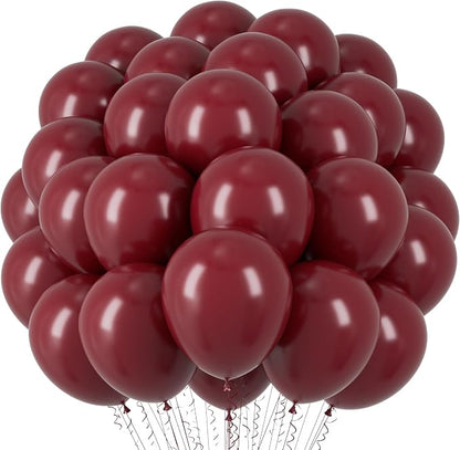 Voircoloria 66pcs Burgundy Maroon Latex Party Balloons, 12inch | by Voircoloria