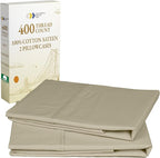 California Design Den Cotton King Pillowcase Set - 400 Thread Count, 100% Cotton Pillowcases, Set of 2 Pillow Covers, Soft and Breathable - Beige (Golden Tone)
