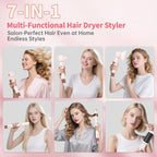 7 in 1 Hot Air Styler Hair Dryer Brush, 110,000 RPM High-Speed Frizz-Free Blow Dryer for Fast Drying, Curling Volumizing Smoothing & Styling, Hair Styler, Straightening Curler