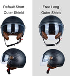 Open Face Motorcycle Helmet for Adults, DOT Approved,3/4 Retro Vespa Helmet, Dual Visors Men's and Women's Motorbike Casco for Moped Cruiser Bobber and Chopper