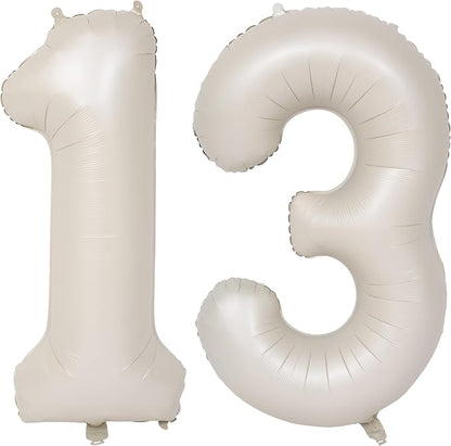 40 In Cream white Number Balloons Helium Foil Mylar Balloon Digital 13 | by Exquisitehighqualitypartydecorationstomeetyoureveryneed%EF%BC%81