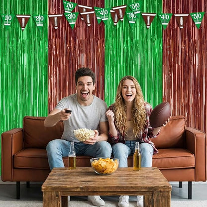 2 Pack Football Party Decorations, 3.28 FT x 6.58FT Tinsel Backdrop, Football - Image 7