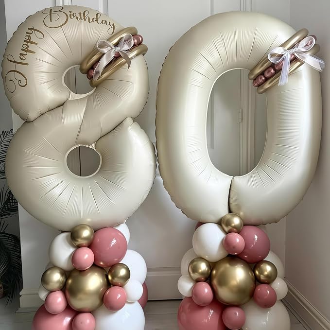 Cream 17 Balloon Number 40 Inch Cream Number 17 Balloon Helium Mylar Balloons - Image 7