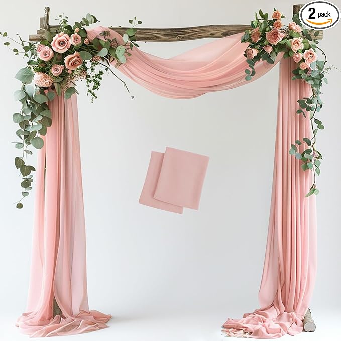 Blush Wedding Arch Draping Fabric Backdrop Drapes Sheer 2 Panels | 28.7"x20FT by Wokceer