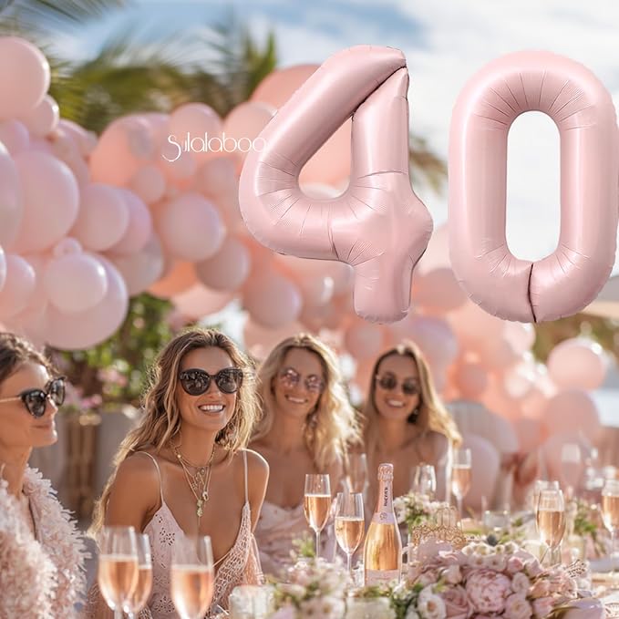 40 Inch Light Pink Number 40 Balloon 0-9 40th Foil Big Giant | Digital - Image 2