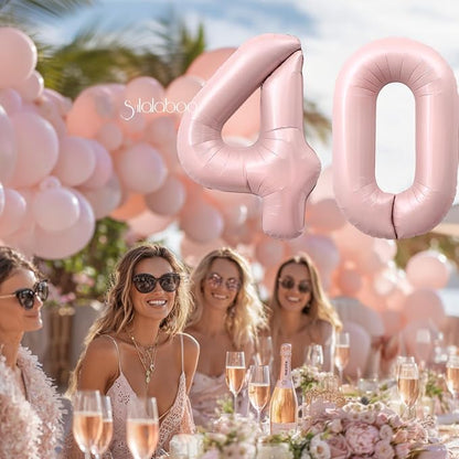 40 Inch Light Pink Number 40 Balloon 0-9 40th Foil Big Giant | Digital - Image 2
