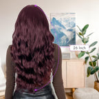 Wine Red Wig for Women Long Wavy 4x1 Lace Natural Hairline Glueless for Beginners Middle Part Synthetic for Daily Party Use 26Inch