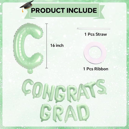 16 Inch Olive Green Congrats Grad Banner Balloons, Olive Green Congrats Grad - Image 2