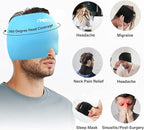 iTHERAU Migraine Relief Cap, Soothing Headache Hat, Gel Ice Pack Head Wrap with Hot and Cold Therapy, Headache Relief Cap for Sinus, Puffy Eyes, Tension and Stress Relief Blue