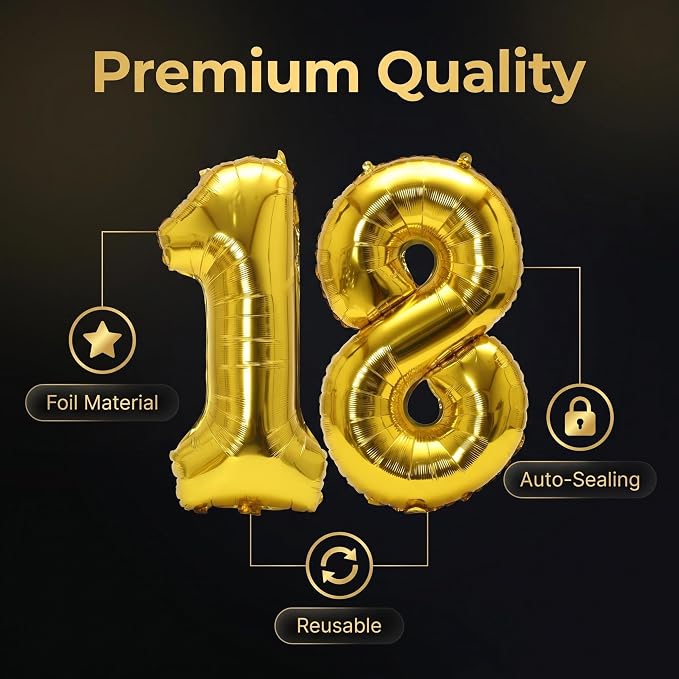 Number 18 Balloon Foil Mylar Balloons - Image 4