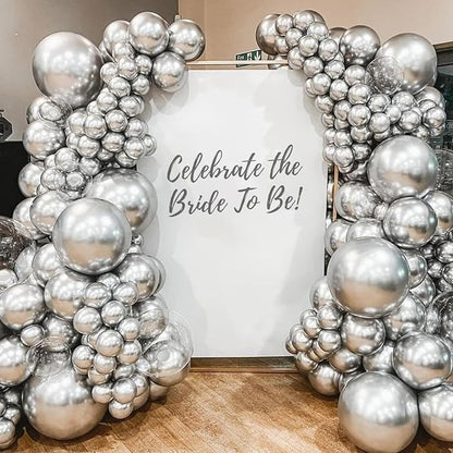 Awenztech 120pcs 5 inch Metallic Silver Latex Balloons | Graduation, Baby Shower - Image 7