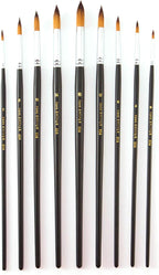 9 Pcs Pointed Round Long Handle Artist Paint Brush Set, Quality Synthetic Hair and Wooden Handle for Acrylic Watercolor Oil Painting, Great for Beginners and Professionals